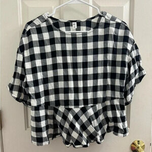BP cropped black and white plaid shirt size XS